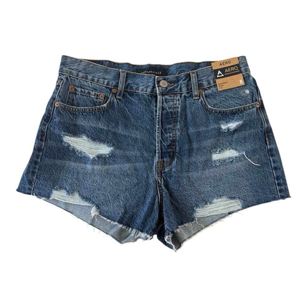 Aeropostale Aero Boyfriend Denim Short 2.5" Inseam NWT SZ 8 Button Fly Raw Hem - Picture 11 of 11